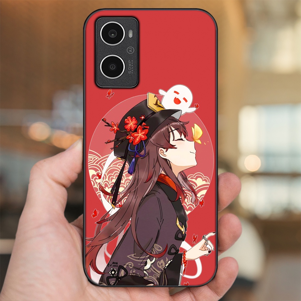 Ốp lưng Oppo A96 4G viền đen in hình Hutao Genshin Impact