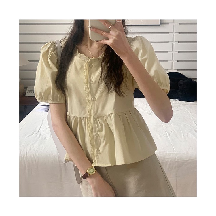 Áo Sơ Mi cotton Tay Phồng Thời Trang Mùa Hè Hàn Quốc 2022 Mới