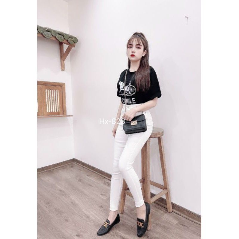 Quần tregging trắng trơn hàng QC