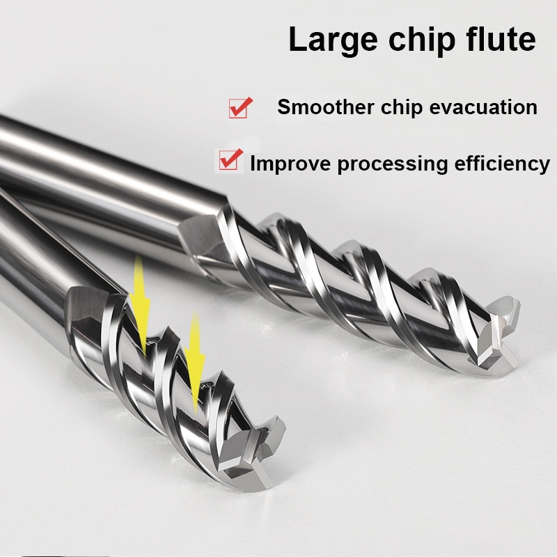 Vsharp 3 Sáo Carbide End Mills cho Nhôm Upcut CNC Spiral Router Bits 3mm-8mm Shank