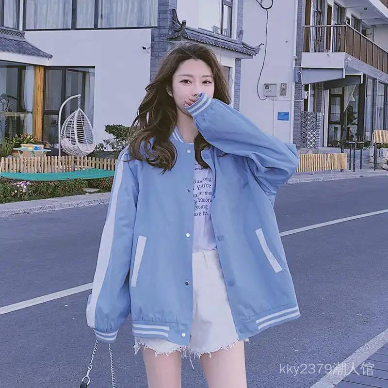 Áo Khoác Bóng Chày Dáng Rộng Phong Cách Harajuku Hàn Quốc Thời Trang Xuân Thu 2022 Cho Nữ