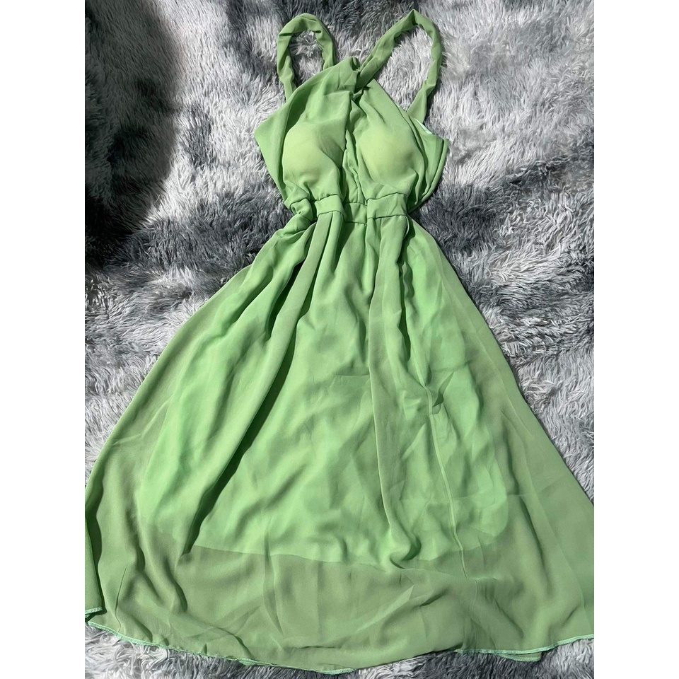 Đầm dự tiệc cổ yếm phong cách tiểu thư maxi cực đẹp