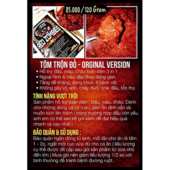Tôm trộn Red Zombies - Hỗ trợ đầu màu châu cho cá la hán | Thức ăn lên màu cho cá cảnh