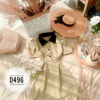 Bigsize Đầm phối nút cổ D496
