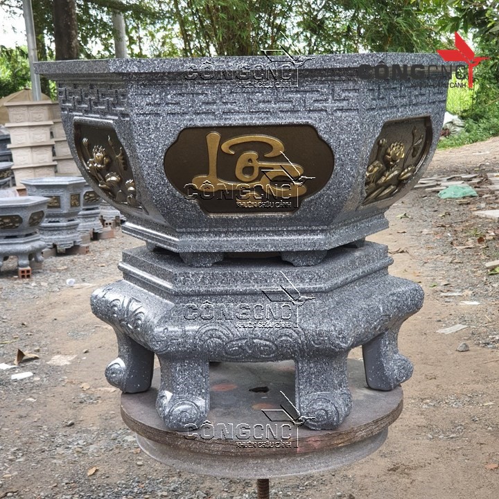Khuôn Đúc Chậu Lục Giác 65 tùng-sen-Phúc Lộc Thọ-tết tài lộc-cá chép tài lộc + Khuôn Chân Đôn Kỷ 65 - LG65PLTDK