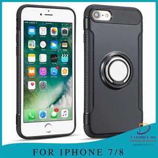 Ốp lưng iPhone 7 / iPhone 8 chống sốc carbon kèm Ring hít ôtô