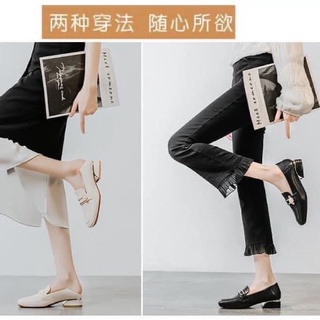 Giày bệt hài đính ngọc hai màu be , đen ( Hàng quảng châu )