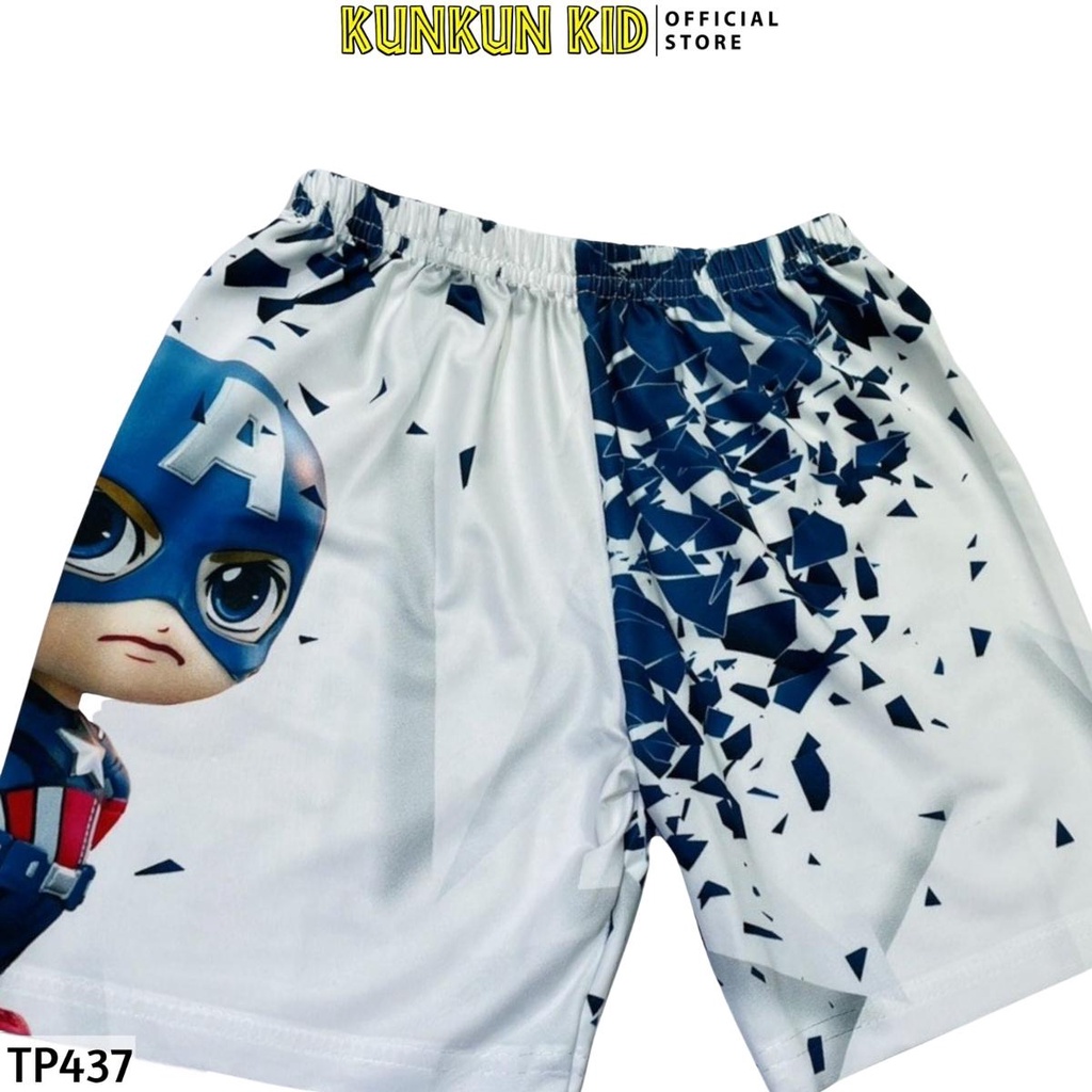 Quần áo bé trai size đại từ 10kg- 40kg chất thun lạnh in 3d hình đội trưởng mỹ captain america KunKun Kid TP437