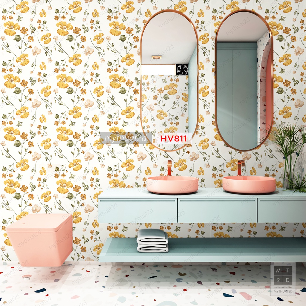 Decal không thấm nước, decor dán bếp, nhà tắm, hoa văn FLEA