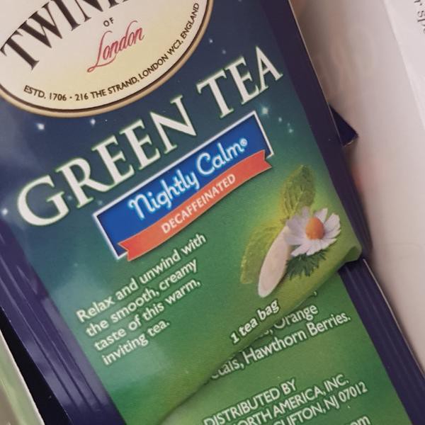 Trà xanh thảo mộc Twinings ngủ ngon date 2023 - Green tea nightly calm (hàng Mỹ nguyên seal)