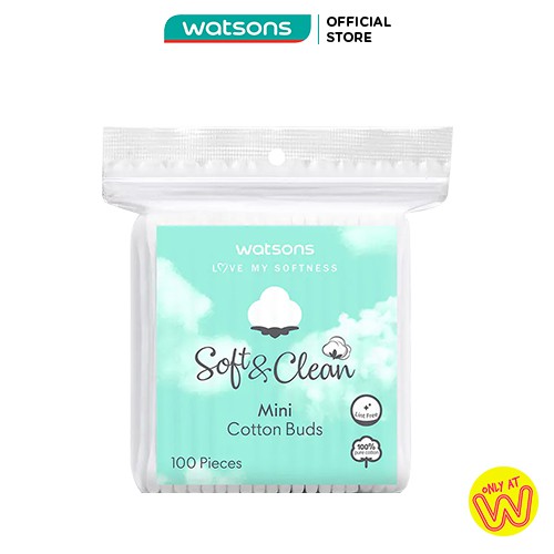 Bông Tăm Watsons Love My Softness Soft & Clean Mini Cotton Buds 100 Cây