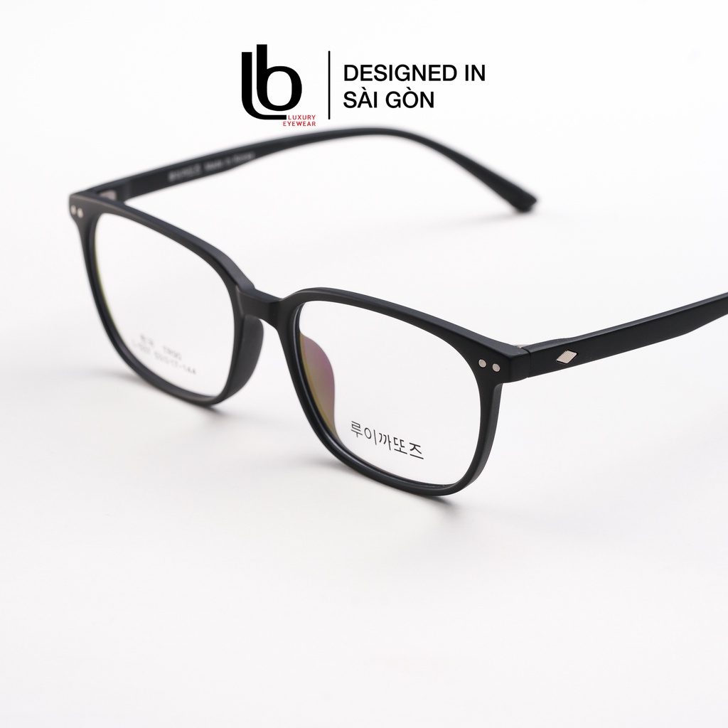 Gọng kính cận Vuông Chữ nhật LB Eyewear Korea L 037 - Nhựa dẻo - Đen / Xanh / Ghi xám trong