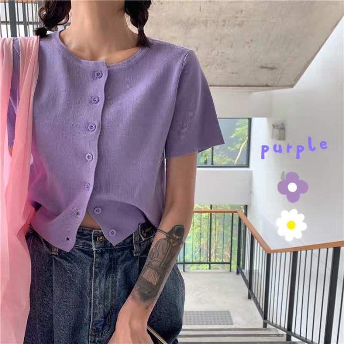 Áo Cardigan Dệt Kim Ngắn Tay Dáng Rộng Phong Cách Hàn Quốc Thời Trang 2021