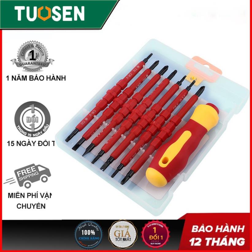 Bộ 8 tô vít đặc biệt: tô vít chữ thập, tô vít 4 cạnh, tô vít chữ U, tô vít tam giác 3 cạnh...; có từ tính mạnh TUOSEN