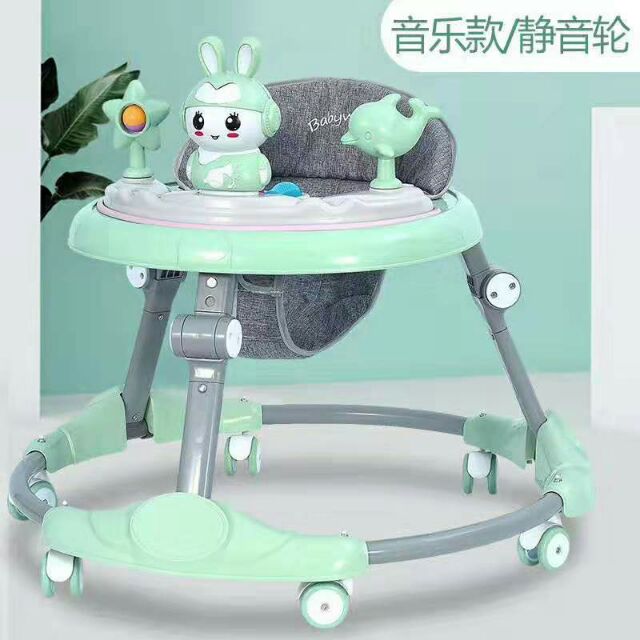 Xe tròn tập đi mẫu mới có NHẠC + TAY ĐẨY TẶNG KÈM LÓT CHÂN