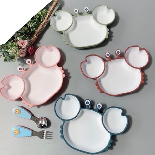Khay ăn dặm chống đổ Silicon cao cấp hình Cua ngộ nghĩnh cho bé ăn dặm.