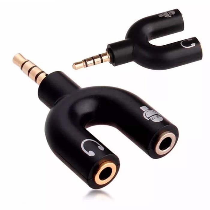 Đầu Chia Âm Thanh Chữ U 2 Trong 1 Mic Và Audio 3.5 mm Sang Dual Female Đa Năng Màu Đen 2 Chức Năng