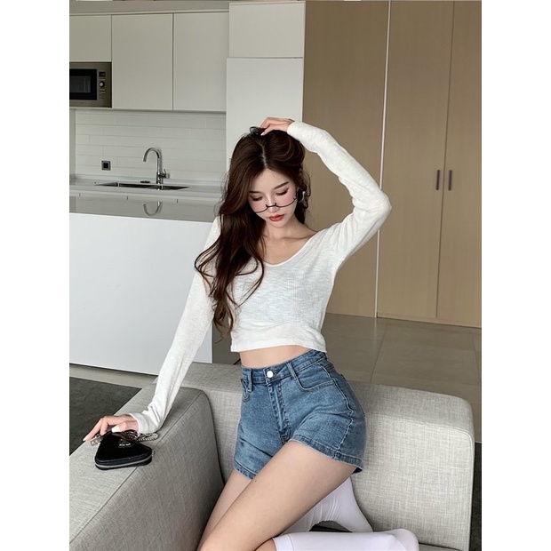 Quần short jean nữ BigSize lưng cao, co dãn mạnh, có túi nắp nhỏ phom ống rộng đang hot trend 3817 molijean
