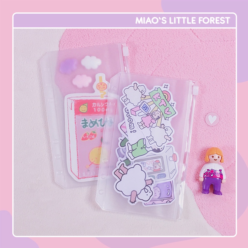 Túi nhựa gắn sổ còng MIAO'S LITTLE FOREST túi nhựa dẻo trong tiện lợi phụ kiện binder bìa còng A5 A6