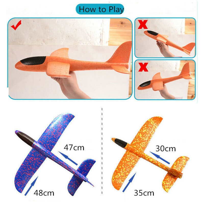 Hand Launch Throwing Glider Aircraft Foam Led Airplane Plane Model Outdoor Toy