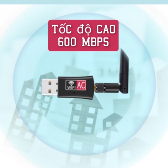 Bộ thu WiFi giúp Nâng cấp 5G với USB WIFI Bluetooth 600Mbps cho PC và laptop 2,4ghz và 5Ghz