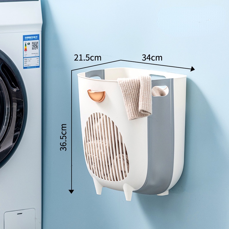 Giỏ Đựng Quần Áo Bẩn Gắn Tường Có Thể Gấp Gọn Tiện Dụng Cho Phòng Tắm