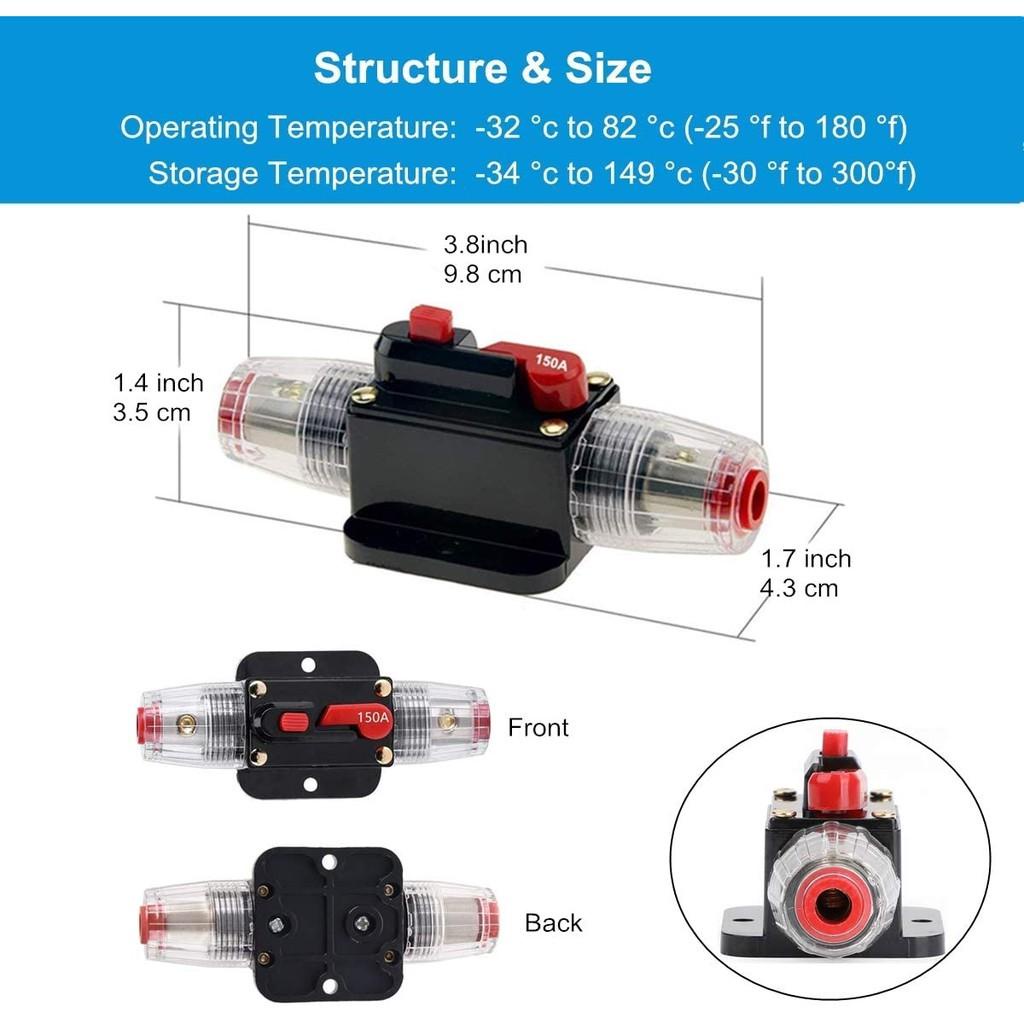 Cầu Chì 20A 30A 40A 50A 60A 80A 100A 12V 24V DC Cho Xe Hơi Xe Tải