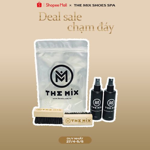 Bộ vệ sinh tẩy trắng giày thể thao The Mix,The Mix Shoes Cleaner 100ml, bàn chải lông ngựa