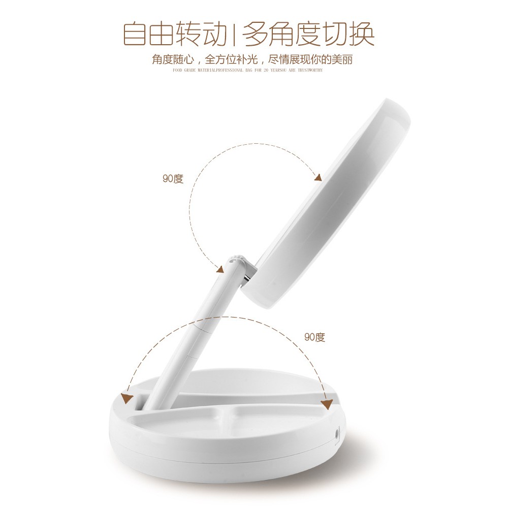 GƯƠNG ĐÈN LED TRANG ĐIỂM GẤP GỌN (GƯONG TRÒN)