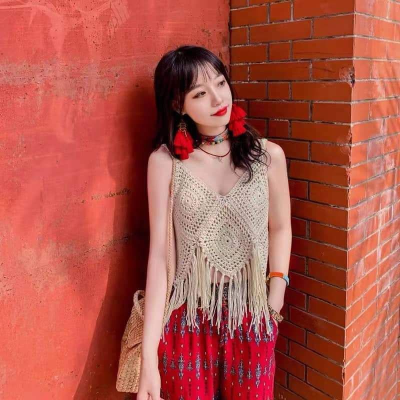 Áo lưới 2 dây tua rua hàng QC