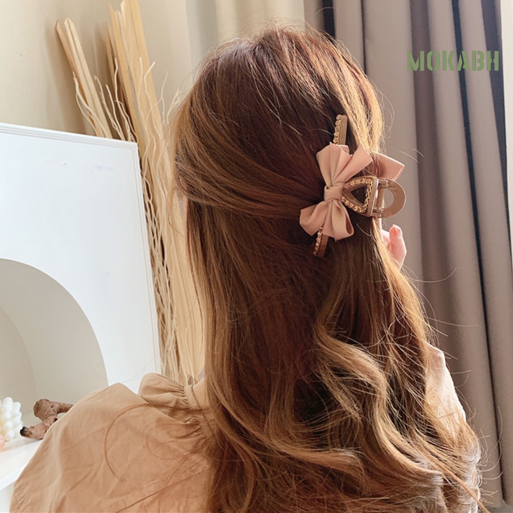 Kẹp Tóc Càng Cua Đính Đá Màu Trơn Chống Rơi Cho Nữ