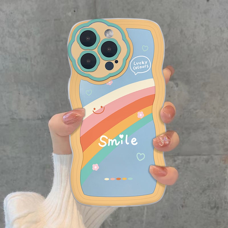 Ốp Điện Thoại In Hình Mặt Cười Cầu Vồng Cho iPhone 12 13 11 Pro Max X Xs Max Xr Asu5