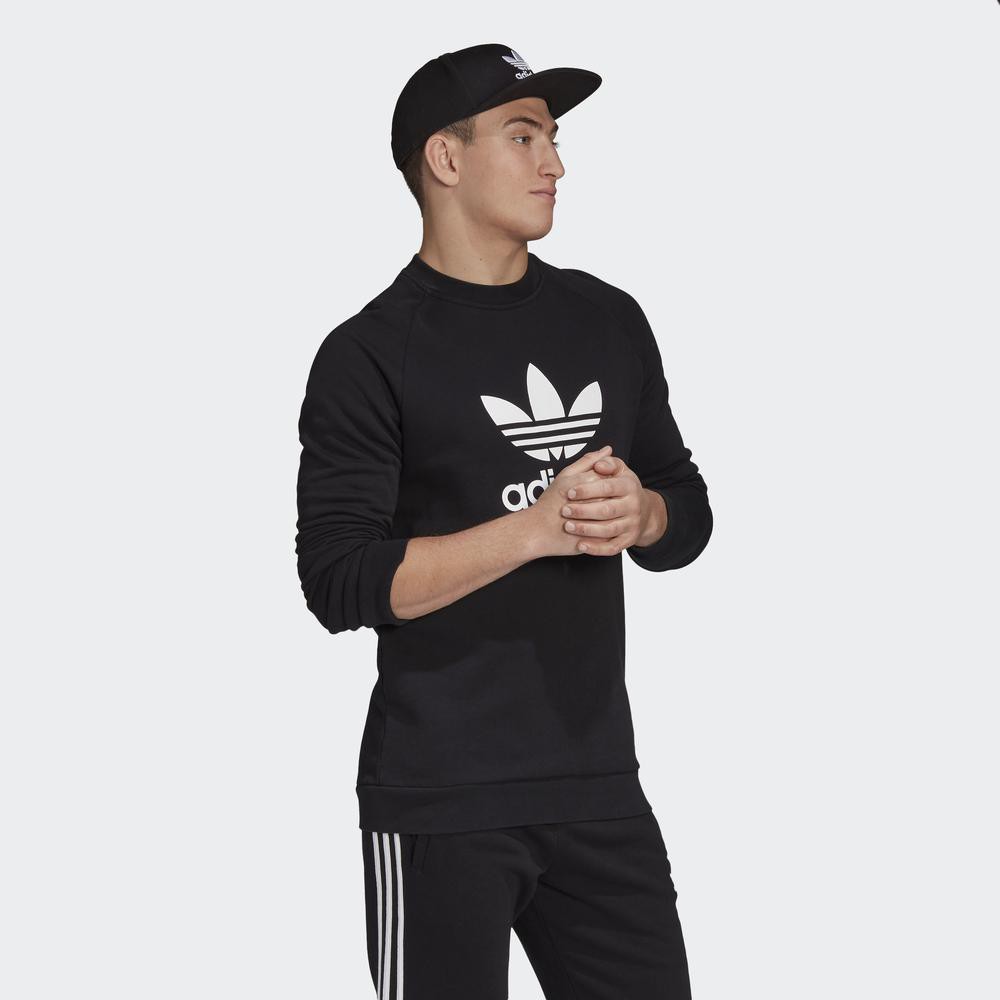 [Mã WABRD7 giảm 150K đơn 1 Triệu] Áo Nỉ adidas ORIGINALS Nam Trefoil Warm-Up Crew Màu Đen CW1235