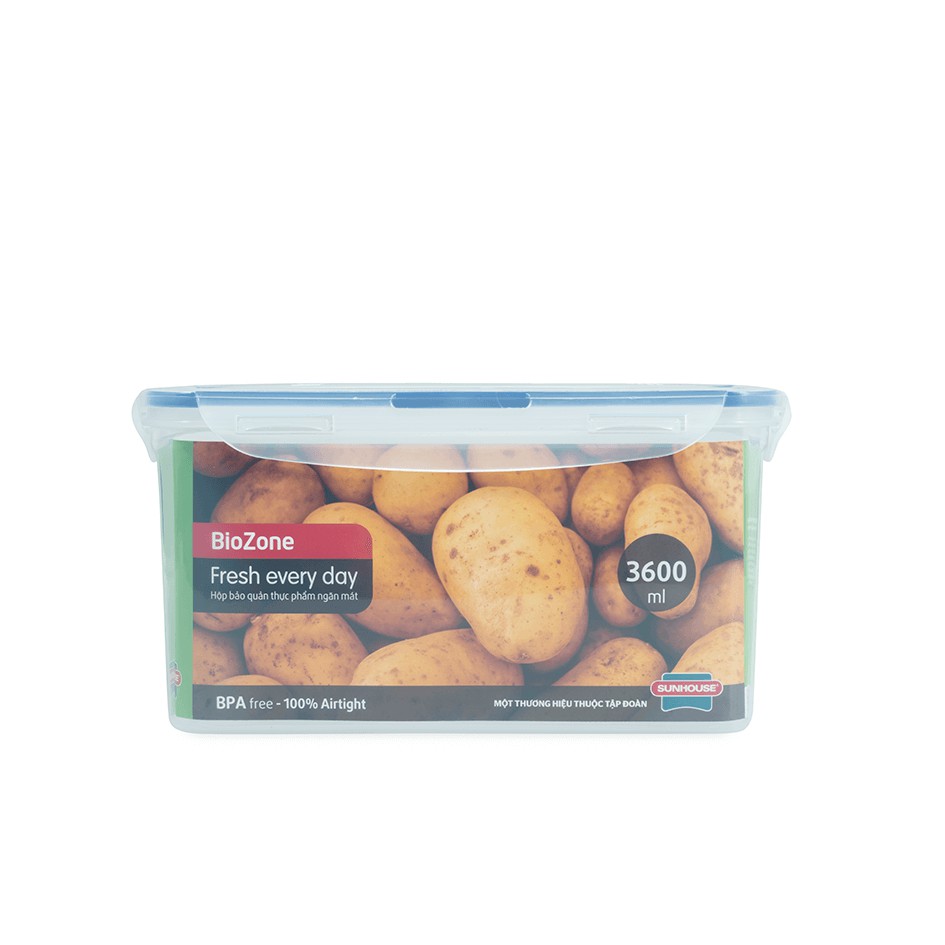 Hộp bảo quản thực phẩm ngăn mát Sunhouse BioZone KB-CO3600P, Dung tích 3600ml