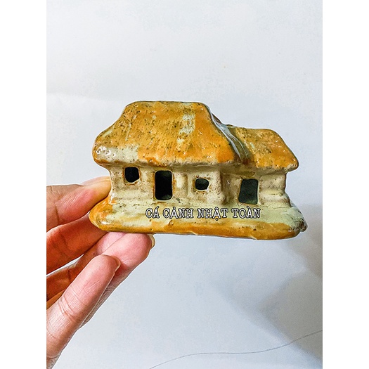 NHÀ TRÁNG MEN TRANG TRÍ HỒ CÁ NON BỘ TIỂU CÀNH 8X4X4CM