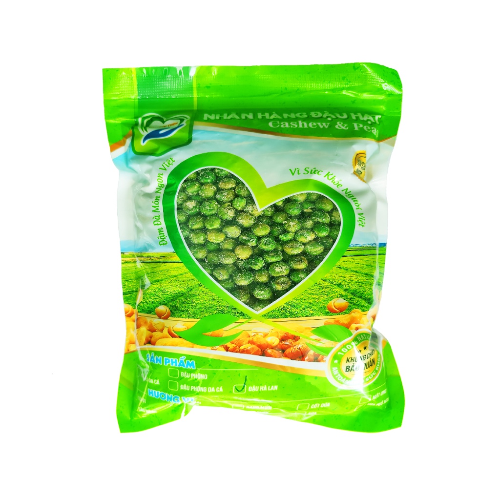 Combo 1KG đậu 2 vị: đậu phộng da cá phô mai và hà lan rang muối Tâm Đức Thiện 2 x túi 500GR đồ ăn vặt