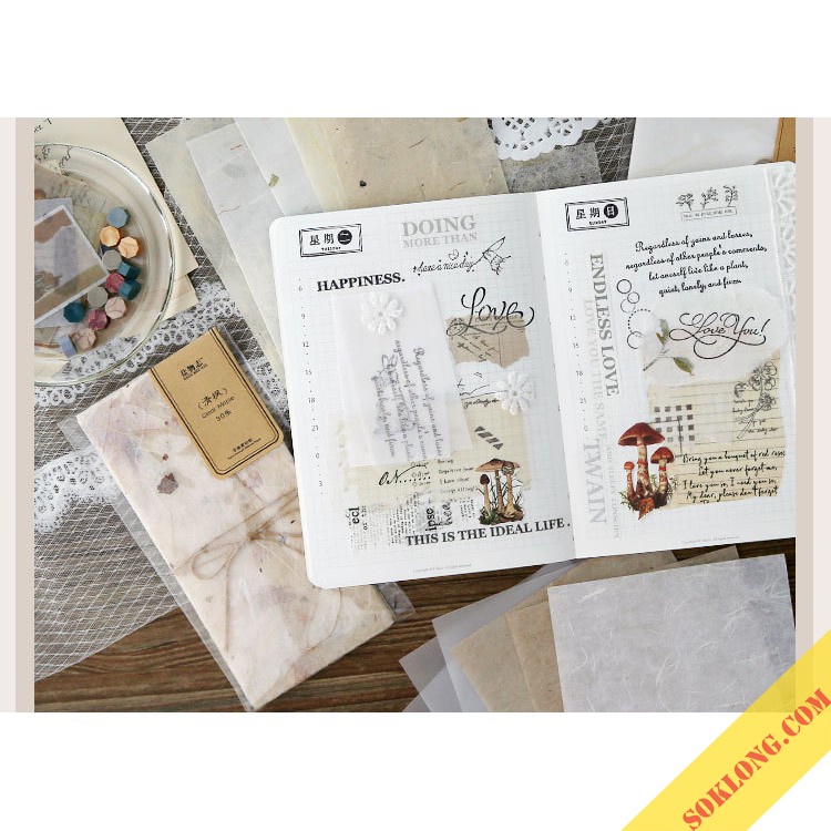 Bộ 30 giấy hoa, tag, giấy nền cỡ lớn trang trí Vintage bullet journal, sổ tay, notebook STI35