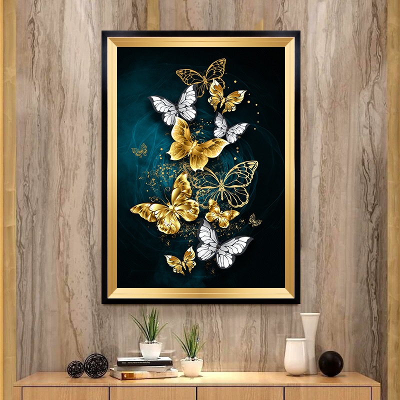 Bộ Tranh Đính Đá 5D Họa Tiết Con Bướm Độc Đáo DIY Dùng Trang Trí Nhà Cửa