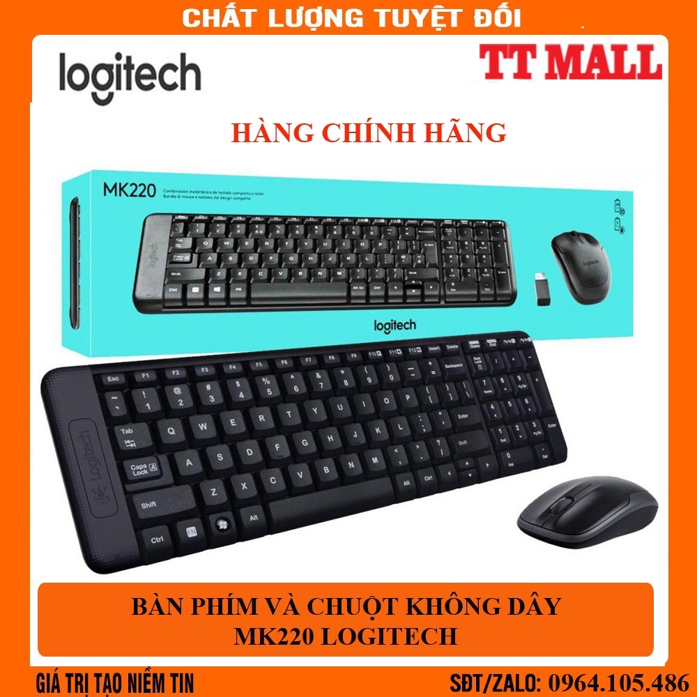 BÀN PHÍM VÀ CHUỘT KHÔNG DÂY MK220 LOGITECH- HÀNG CHÍNH HÃNG BẢO HÀNH 3 NĂM