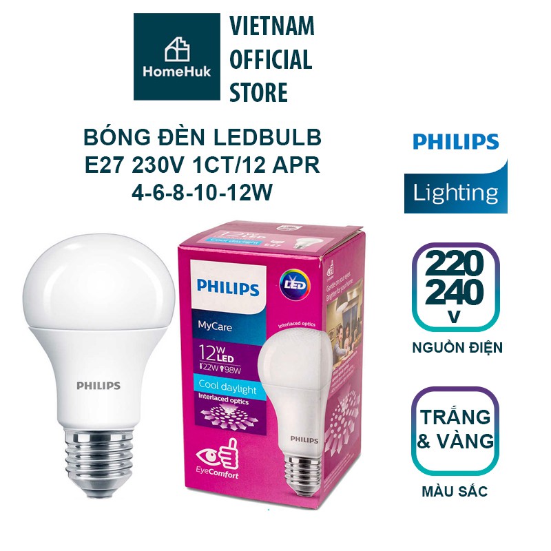 Bóng đèn PHILIPS LEDBulb E27 230V 1CT/12 APR