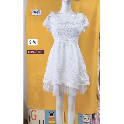 Đầm somi trắng xô thêu size S-M.S418