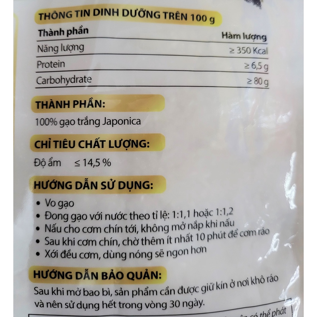 [Túi 5Kg] GẠO DẺO (làm cơm sushi) JAPONICA (giống Nhật Bản) NEPTUNE Japonica Rice