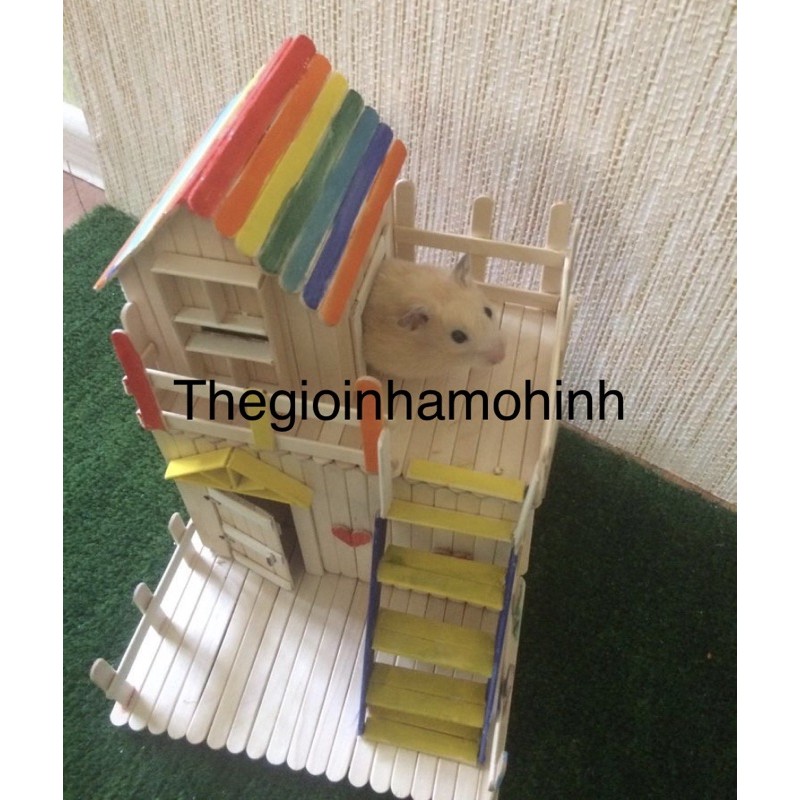 Nhà que kem, nhà cho chuột hamster , mô hình, diy, que kem handmade