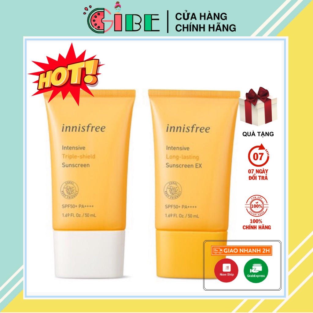 Kem Chống Nắng Kiềm Dầu Nâng Tone Da Innisfree Suncream SPF50+ GIBE COSMETICS