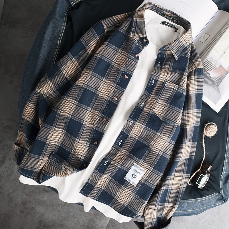Sơ mi nam kẻ caro ulzzang hàn quốc chất cotton hàng chuẩn loại 1