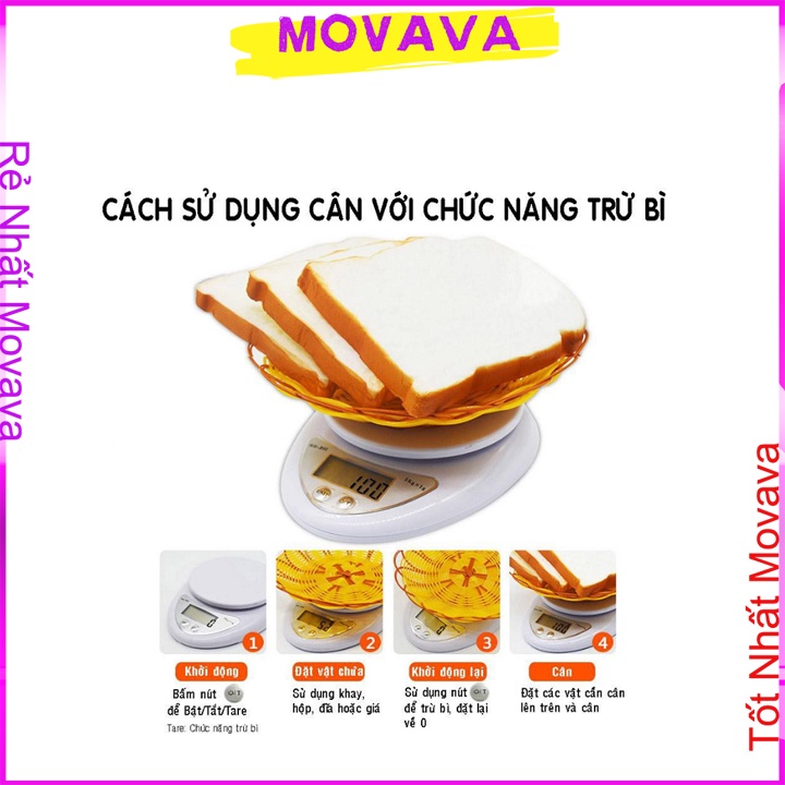 Cân Điện Tử thực phẩm nhà bếp chính xác mini Cân Tối Đa 5kg Shop Movava - CDTTL1