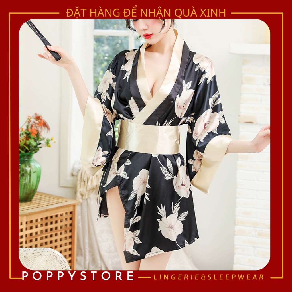 Áo choàng ngủ KIMONO kèm lọt khe ⚡𝐒𝐄𝐗𝐘 + CHE TÊN SẢN PHẨM⚡ Áo ngủ lụa mềm - mát - sang chảnh. Phong cách Nhật Bản