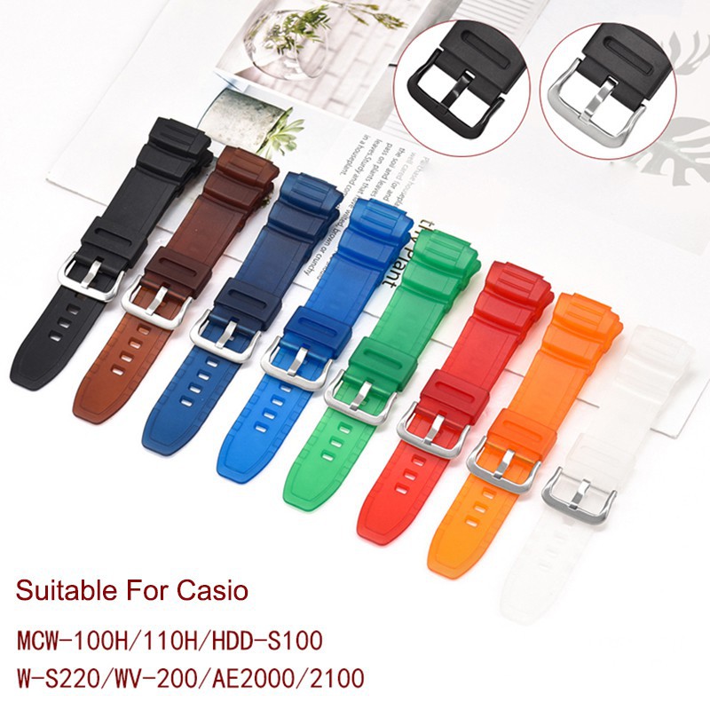 CASIO Dây Đeo Nhựa 16mm Cho Đồng Hồ Casio Mcw-100H Mcw110H Hdd-S100 Wv-200 W-S220 Ae-2000 Ae-2100
