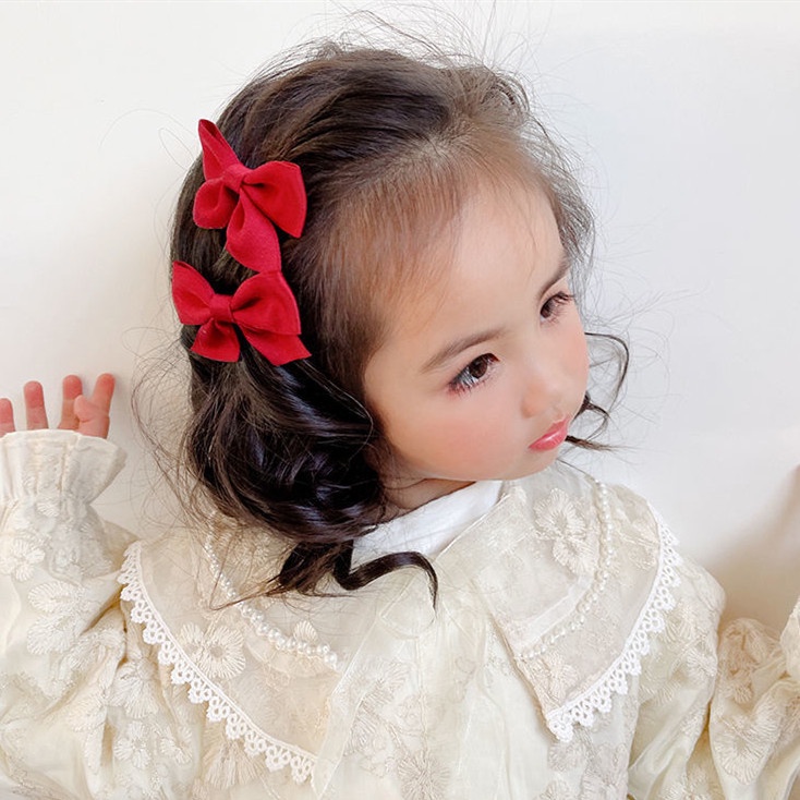 1 Cặp Kẹp Tóc Nơ Đỏ Dễ Thương Dành Cho Bé Gái 1 Cặp
