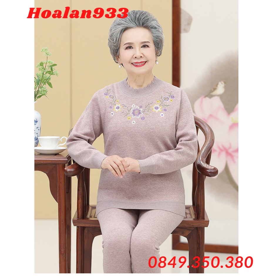 Bộ đồ mặc nhà cho người già, bộ nỉ bà_hàng sẵn